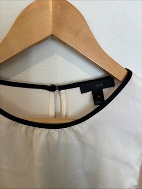 J. Crew Cream Top with Black Piping